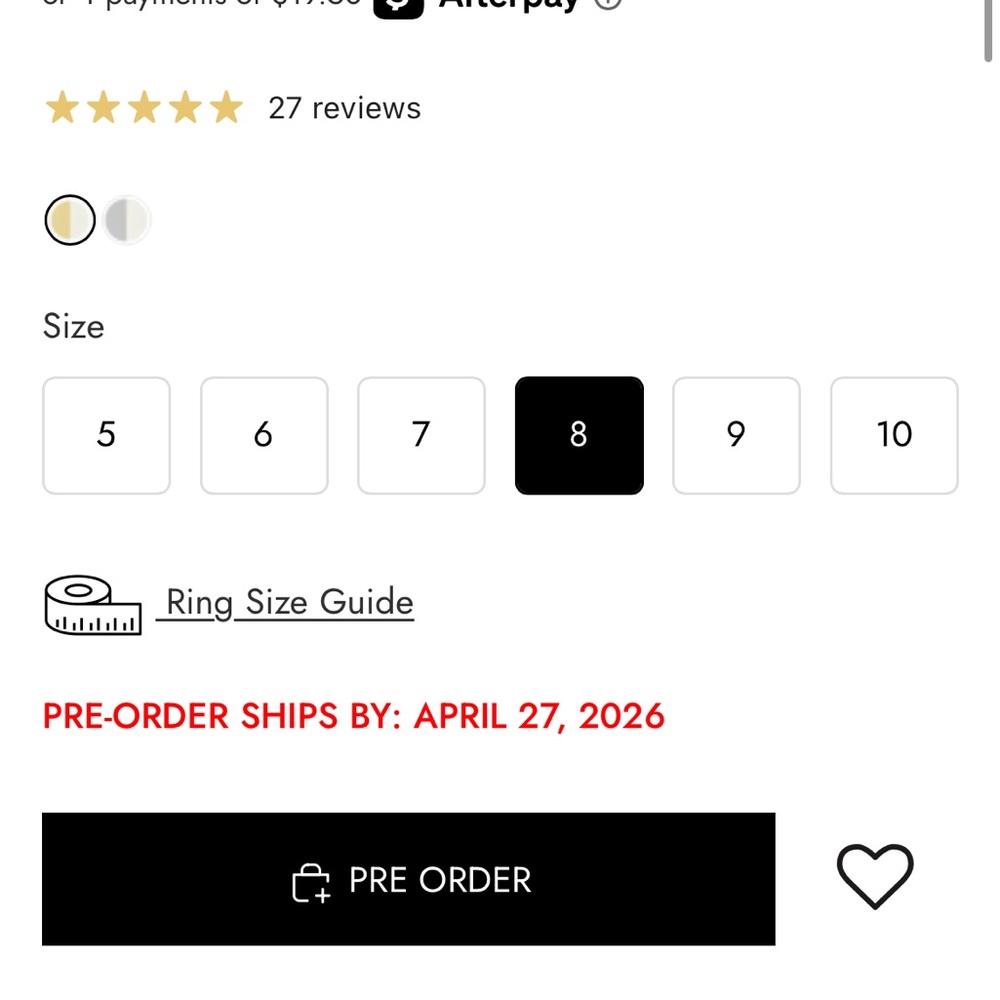 NWOT Melinda Maria Gold “Ashley Venice Ring” Size 8 - Picture 7 of 7